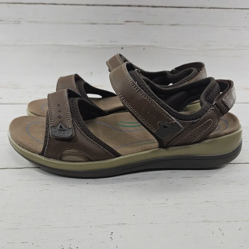 Orthofeet Malibu 962 Womens 11 2E Extra Wide Brown Leather Comfort Sandals - Picture 2 of 10
